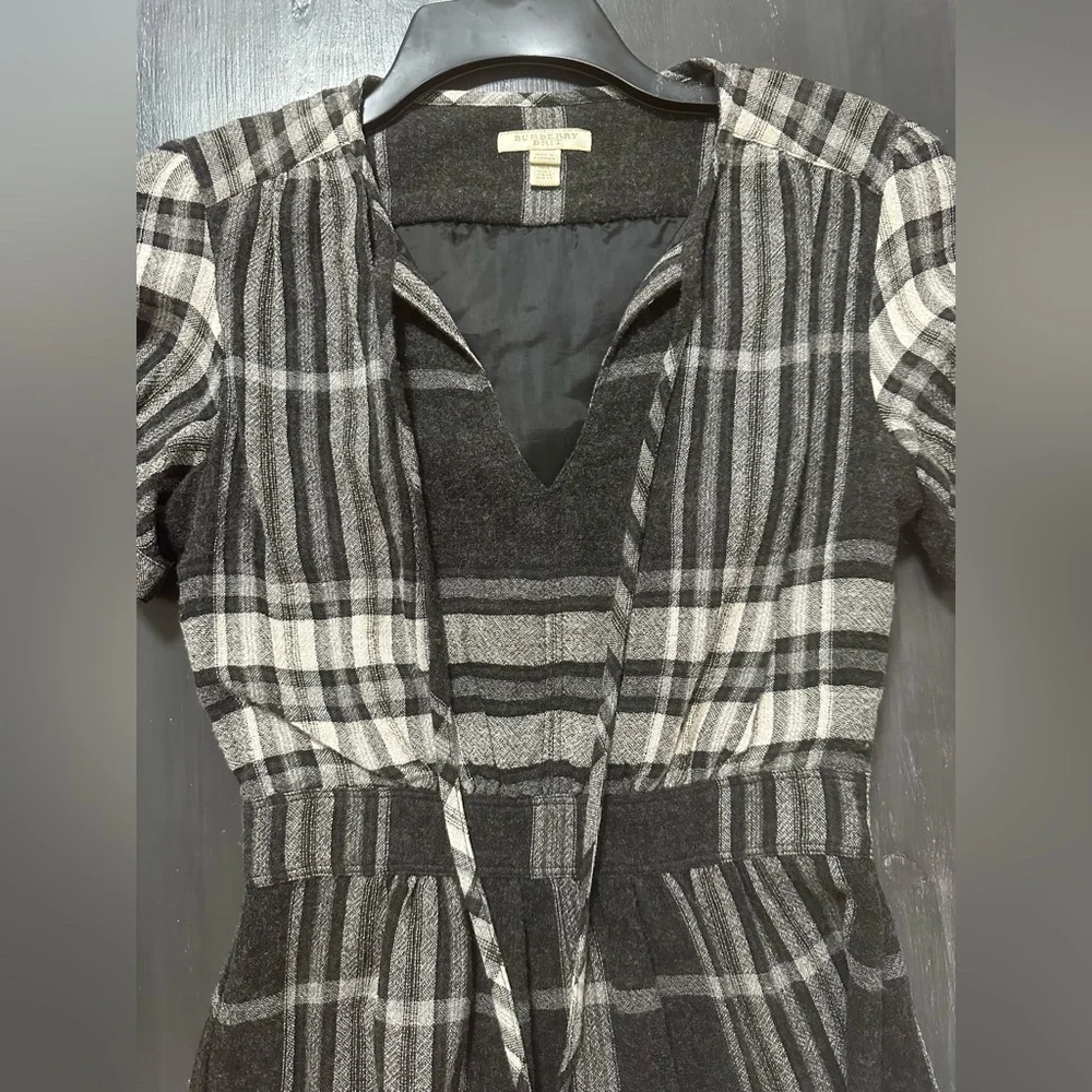 Burberry Brit Grey Nova Check Tie-Neck Dress - Picture 9 of 15
